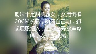 韵味十足甜美骚女，女用倒模20CM长屌，骑乘自己动，翘起屁股插入，上下套弄水声哗哗，双头龙深插