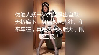 伪娘人妖户外大胆露出自慰，天桥底下，身后人来人往、车来车往，真是艺高人胆大，佩服至极！